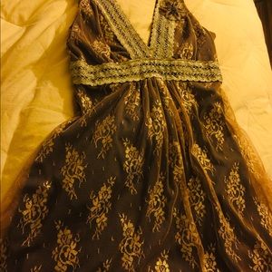 Beautiful summer dress with gold embroidery